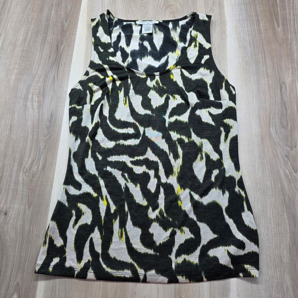 Alberto Makali Tank Top Abstract Tiger Animal Print Sleeveless‎ S Black Yellow